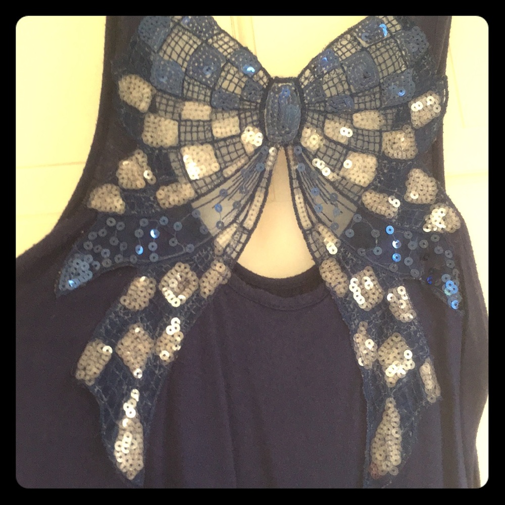 Navy top with sequin back